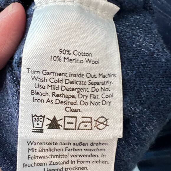 Eddie Bauer V Neck Sweater Men’s Size Large TALL Cotton Merino Wool Blend Blue - Picture 4 of 7